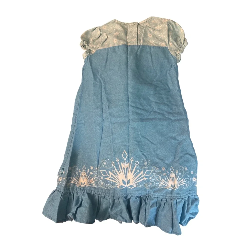 Disney Posh Peanut Elsa Frozen flannel Snowflake Ruffle Nightgown Dress 3T 4T